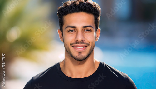 Portrait of a handsome young man smiling and looking at the camera