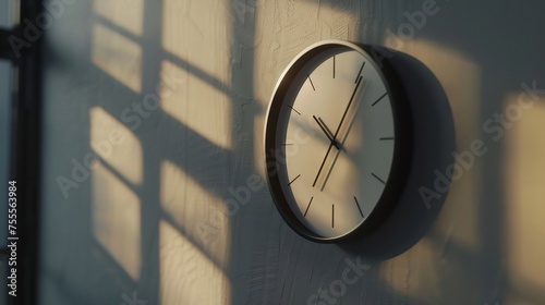minimalist mechanical clock on a wall facing