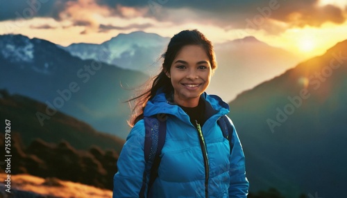 young happy indian woman travelling