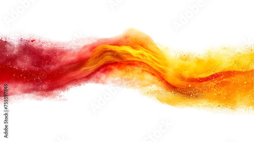Spain flag colours powder exploding on isolated background