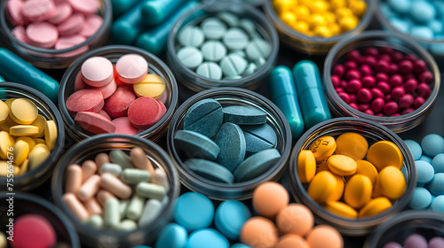 Assorted Medication Pills in Containers