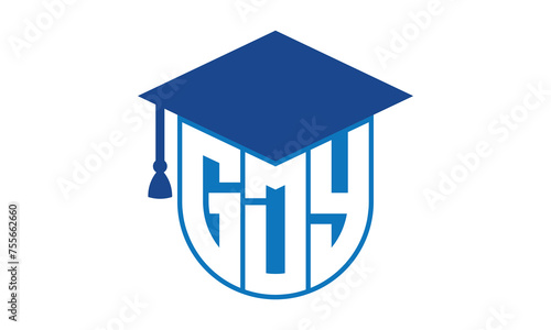 GDY initial letter academic logo design vector template. school college logo, university logo, graduation cap logo, institute logo, educational logo, library logo, teaching logo, book shop, varsity 