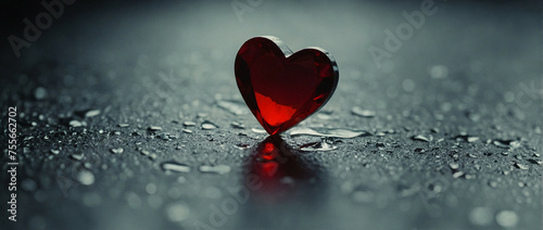 Heart-shaped Object on Wet Ground