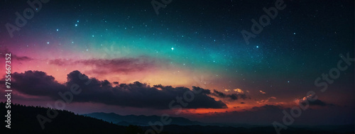 Colorful Twilight Sky With Gradient Hues Over Hills