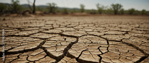 Parched Earth, Cracked Soil Withered Under Harsh Drought Conditions in Arid Lands