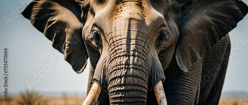 Close Up of an Elephant in a Field