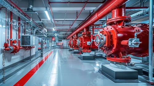  A Room Equipped with Fire Protection Piping and Equipment