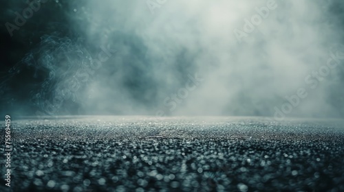 Creative blurry outdoor asphalt background with mist