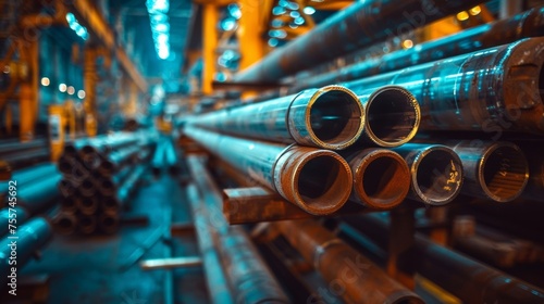 Stacks of high-grade steel and aluminum pipes await shipment in the warehouse, a testament to the robust steel industry.