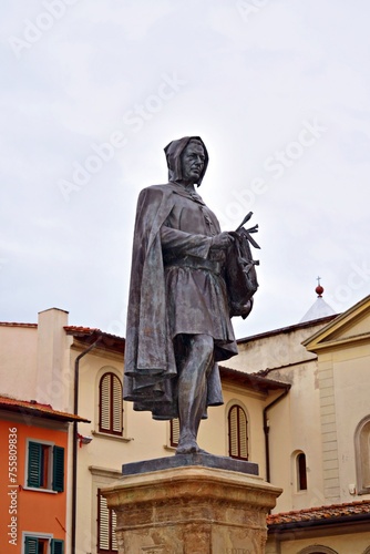 statue of Giotto located in the square of the Tuscan village of Vicchio in Mugello, Florence, Italy