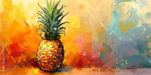 Colorful summer pineapple concept art