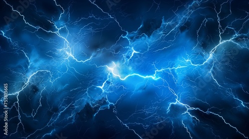 Blue lightning on dark background