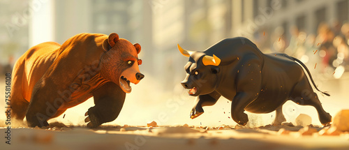 Bear and bull in a stock market duel