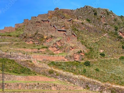 Peru Inca citadel old ruins in the Pisac.