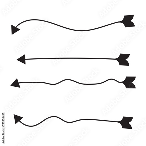 Arrows big black set icons. Arrow icon. Arrow vector collection. Arrow. Cursor. Doodle hand drawn arrows. Vector illustration.