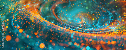 Digital art of a vortex of swirling colorful sparkling lights 