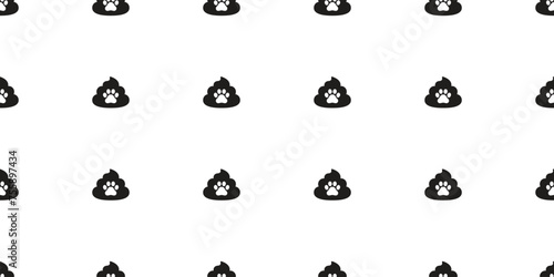 Poo seamless pattern dog paw footprint vector toilet Cartoon gift wrapping paper repeat wallpaper tile background scarf isolated icon illustration design