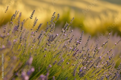 Lavender field near house. Nature france sky. Generate Ai
