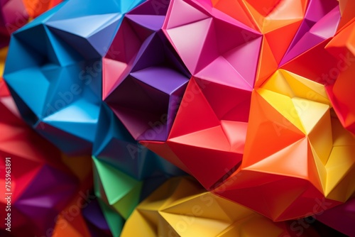 A close up of a 3D heptagonal prism with vibrant, shifting colors