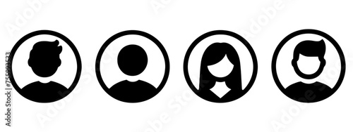 Set of silhouette avatars. Male and female face silhouette. People avatar profile. Man and woman portraits. Vector illustration