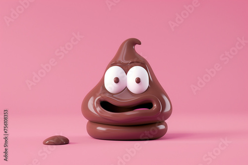 3D Poop Emoji Against Pink Background