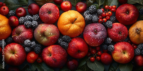 Apple and berries. Created with Ai