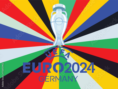 Sorong, Indonesia. March 19, 2023: Vector background logo of the UEFA EURO 2024, European Football Championship 2024 in Germany colorful country pattern