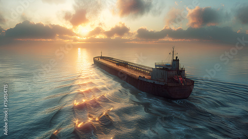 barge at sunset