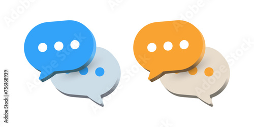 3d chat icon speech bubble symbol Chat message icons - talk message Bubble chat speech text box icon , social media communication background concept. vector illustration
