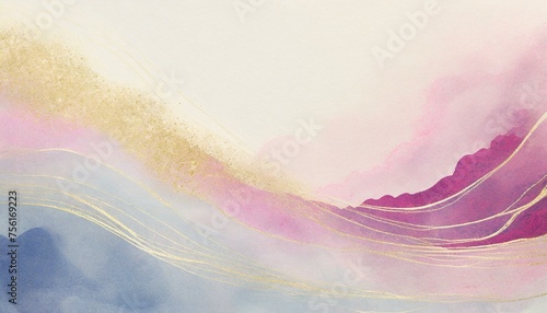 Beautiful wave background, painted in watercolor. 
