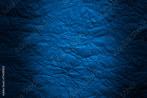 しわくちゃの和紙 暗い青のフレーム