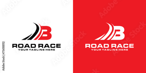 letter B and road racing logo designs, racing logos, asphalt, asphalt roads, automotive and workshops