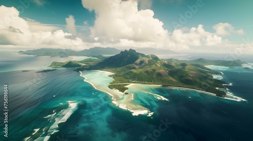 A westward aerial view of Silhouette island in the Seychelles located in the Indian Ocean off Africa s coast
