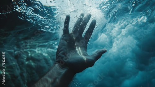 A hand is in the water, and it is drowning