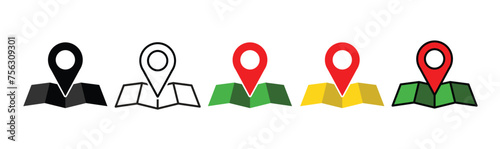 Location pin Premium icon set. Map pin place marker. Location icon collection. Map marker pointer icon set. GPS location symbol collection. Flat style - stock vector illustration. 