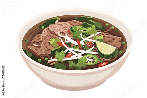 pho bo soup isolated vector style