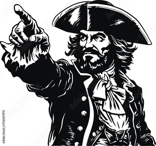 Pirate in head, Pirate Vector illustration on white background