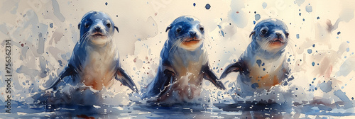 Sea lion watercolor