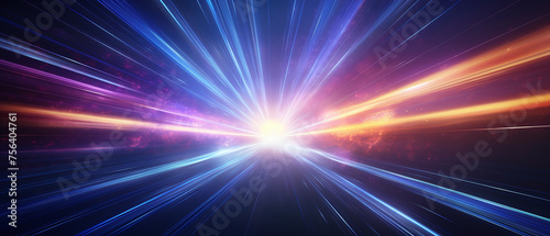 Light-speed hyperspace space warp background, colorful abstract.