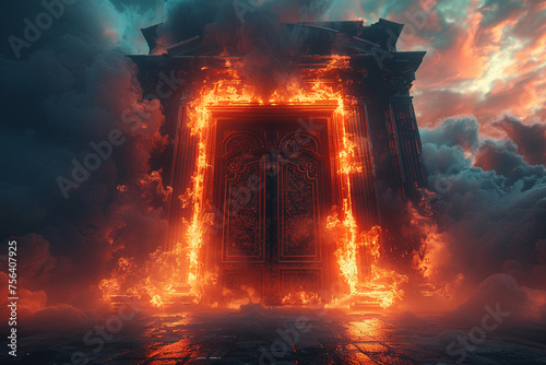 The gates of hell. Religious concept of the entrance to hell for sinners in Christianity.