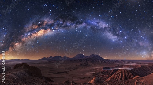 Majestic Milky Way and stars over Atacama Desert, clear cosmos view.