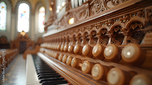 Close-up fragment of a church organ