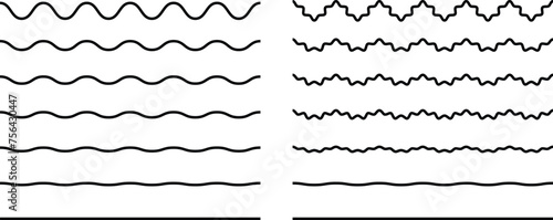 Collection of abstract wavy curve line vector illustration.