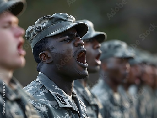 Drill sergeant barking orders discipline and training