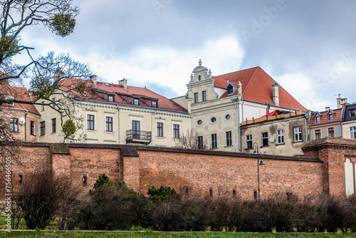 Historic walls with Sailros Gate, entrance to Old Town of Torun city, Poland