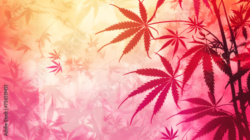 Cannabis Leaves Silhouette with Warm Gradient Background