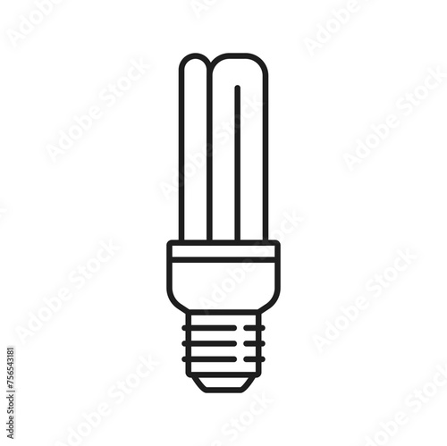 Light bulb and compact fluorescent lamp line icon. Energy efficient CFL lightbulb, electricity saving illumination technology or modern fluorescent E27 lamp thin line vector icon or outline sign