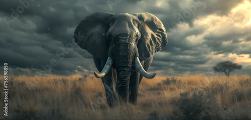 a cinematic and Dramatic portrait image for elephant