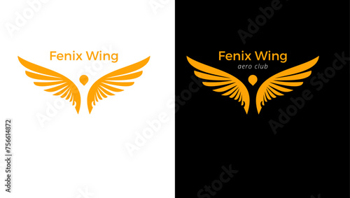 Orange Black Aero Fenix Wing Logo, logo, wings logo