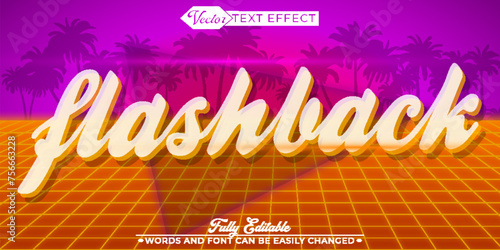 Retro Neon Flashback 1980's Vector Editable Text Effect Template